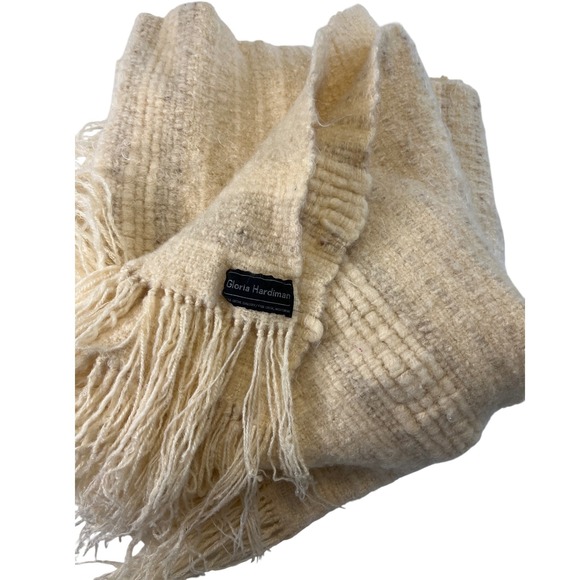 Gloria Hardiman Designer Weaver Door County Cream Handwoven Fringed Throw - Picture 1 of 5